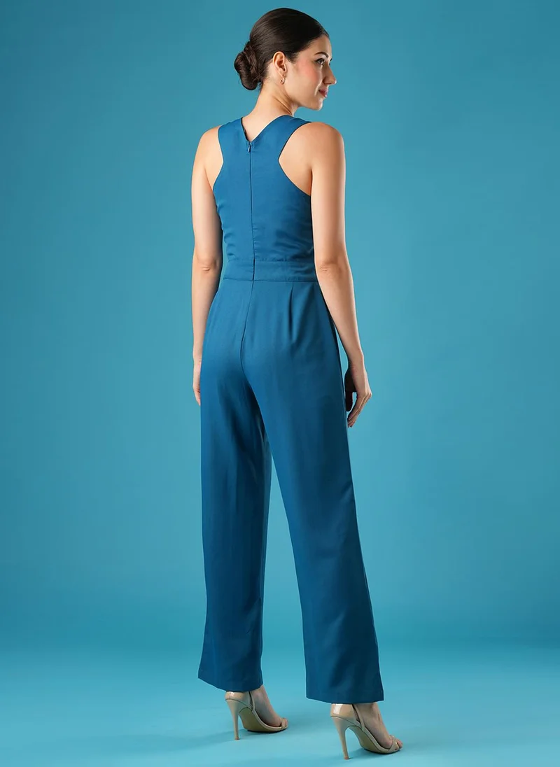 globus Teal Globus Women V-Neck Overalls Party Jumpsuit for Women | Best Price UAE
